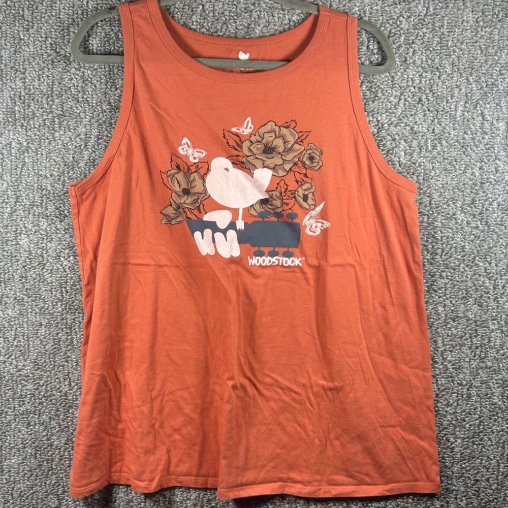Life Clothing Co Tank Top Orange Woodstock Flower Graphic Womens Large